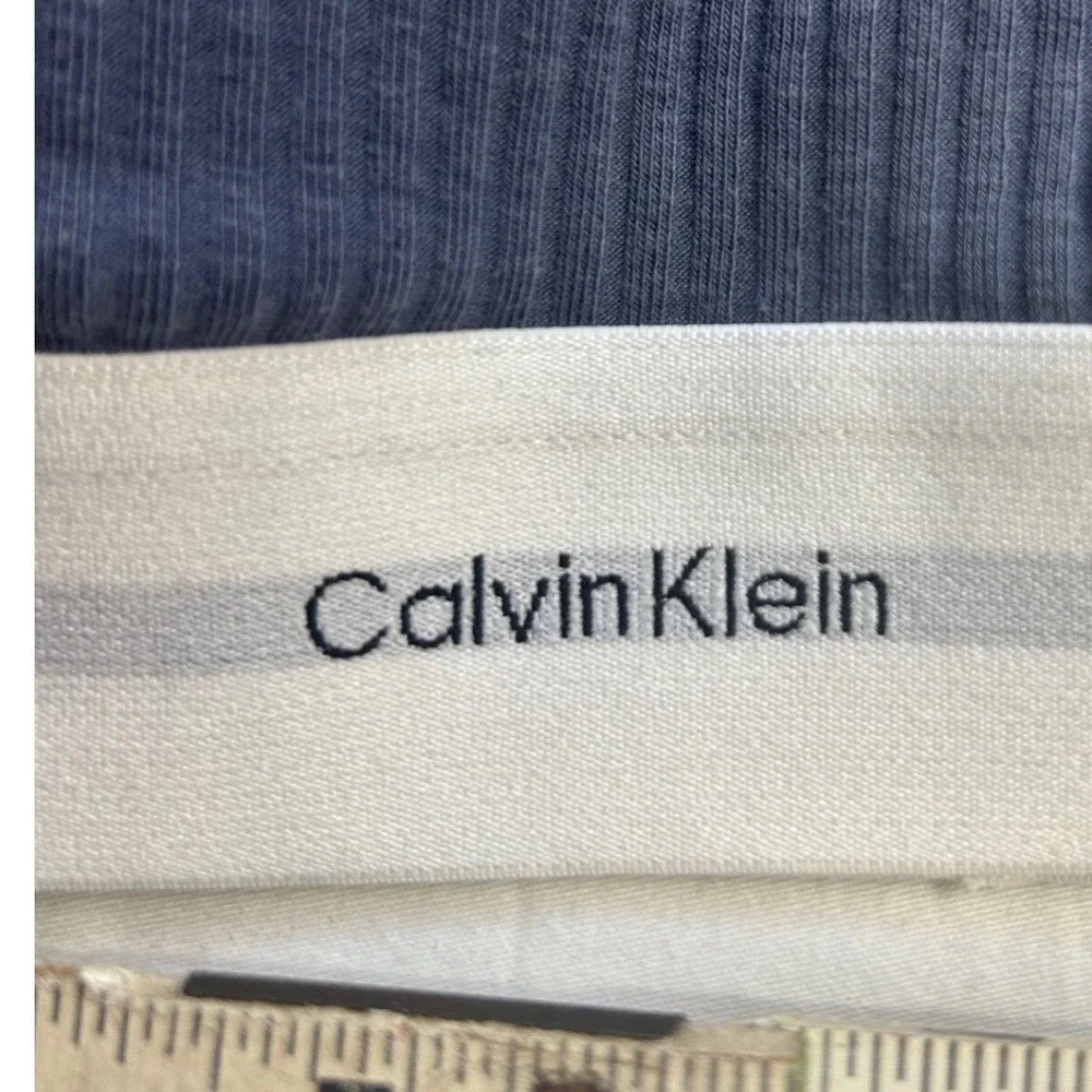 Calvin Klein Women Ribbed Racerback Bralette Blue Modern Cotton Soft Girl Size M